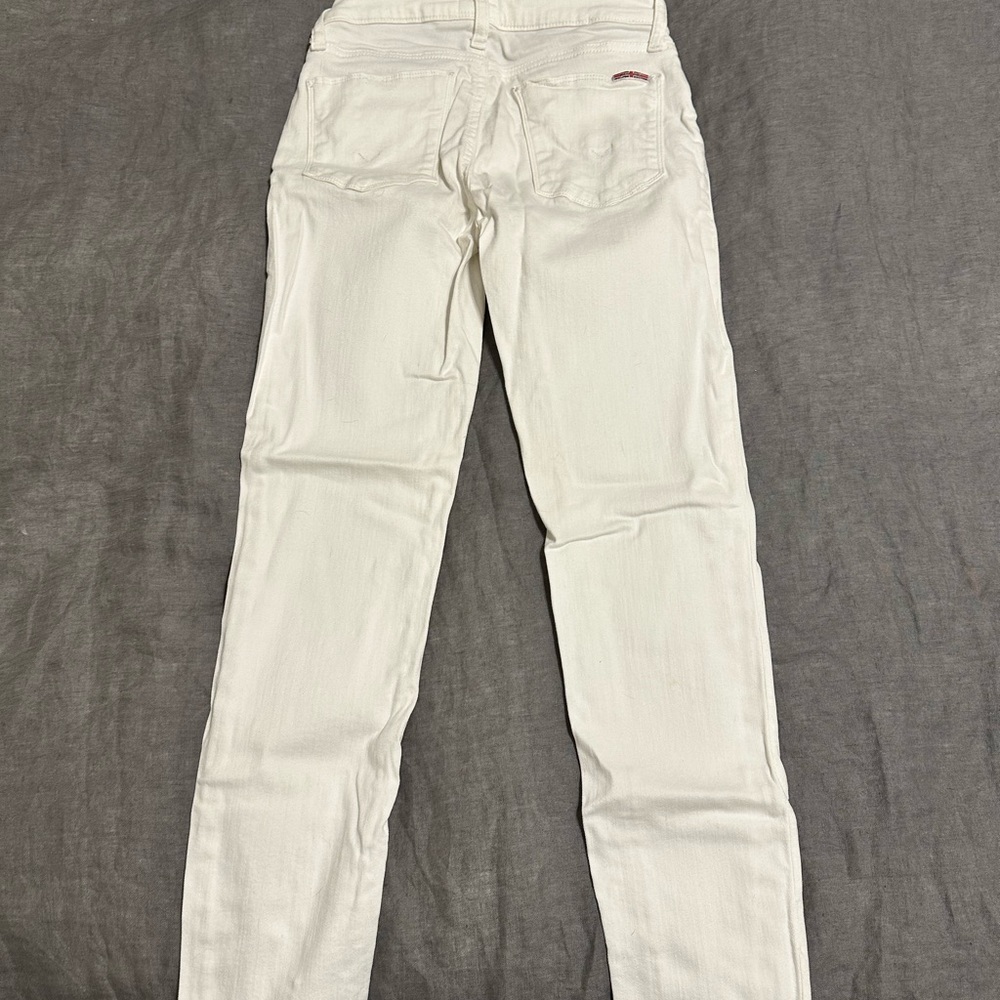 Hudson White Mid Rise Skinny Jeans